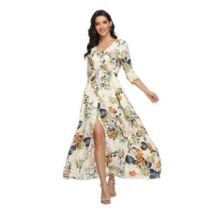 NWOT Women's Floral Maxi Dresses Flowy Boho Beach Dress 100% Rayon